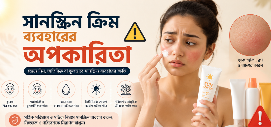 সানস্ক্রিন ক্রিম ব্যবহারের অপকারিতা